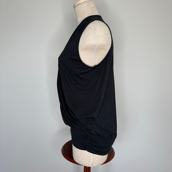 Garnet Hill Women's Essential Banded Surplice Knit Tank Black Size Large - Picture 4 of 8